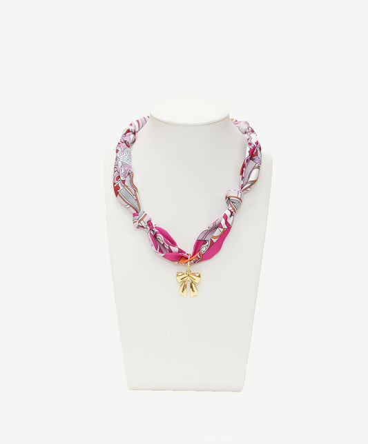 Cassidy Scarf Necklace, Bow Charm