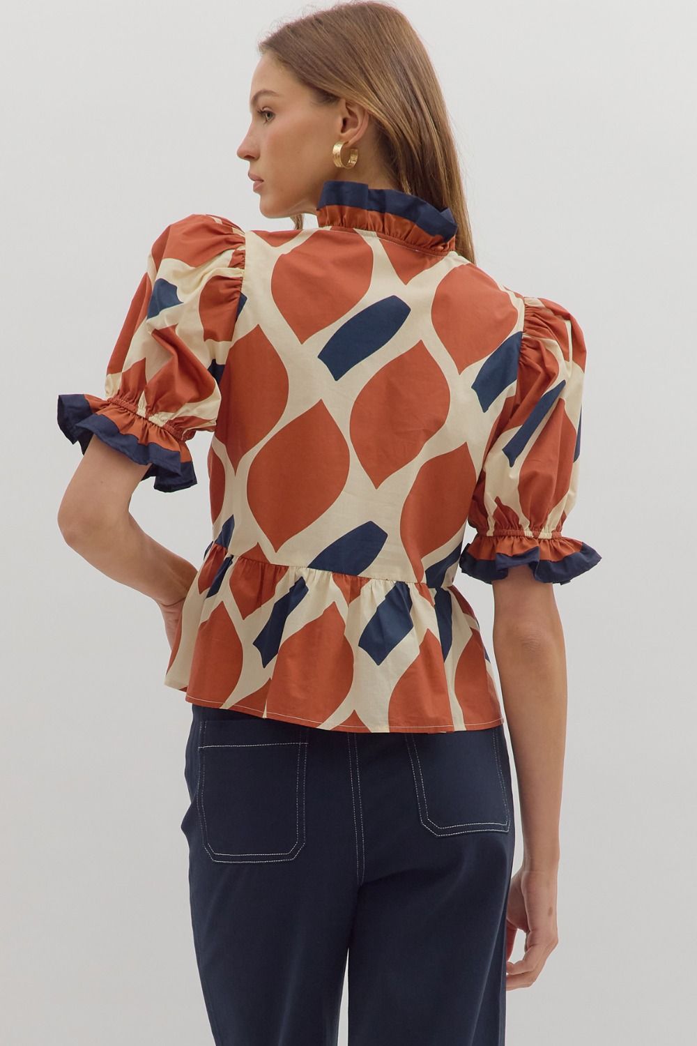Autumn Mosaic Ruffle Top