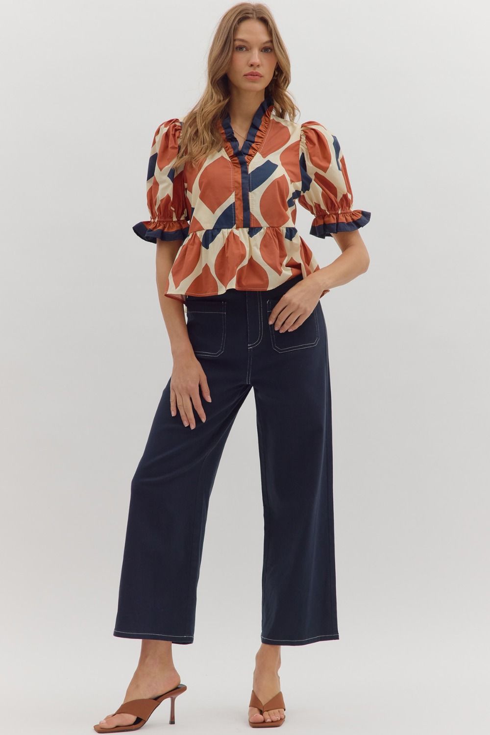 Autumn Mosaic Ruffle Top