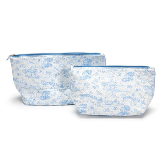 Blue Animal Toile Pouches Set