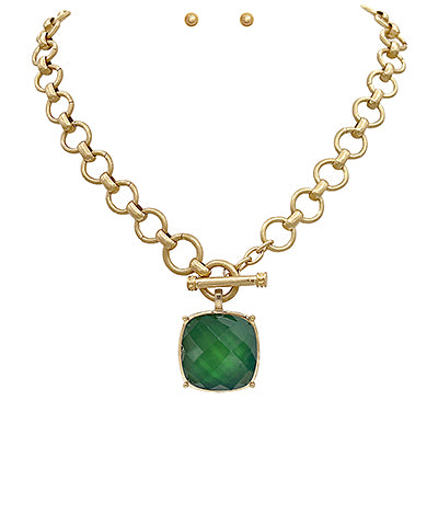 Gianna Stone Necklace, Green