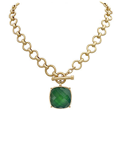 Gianna Stone Necklace, Dark Green