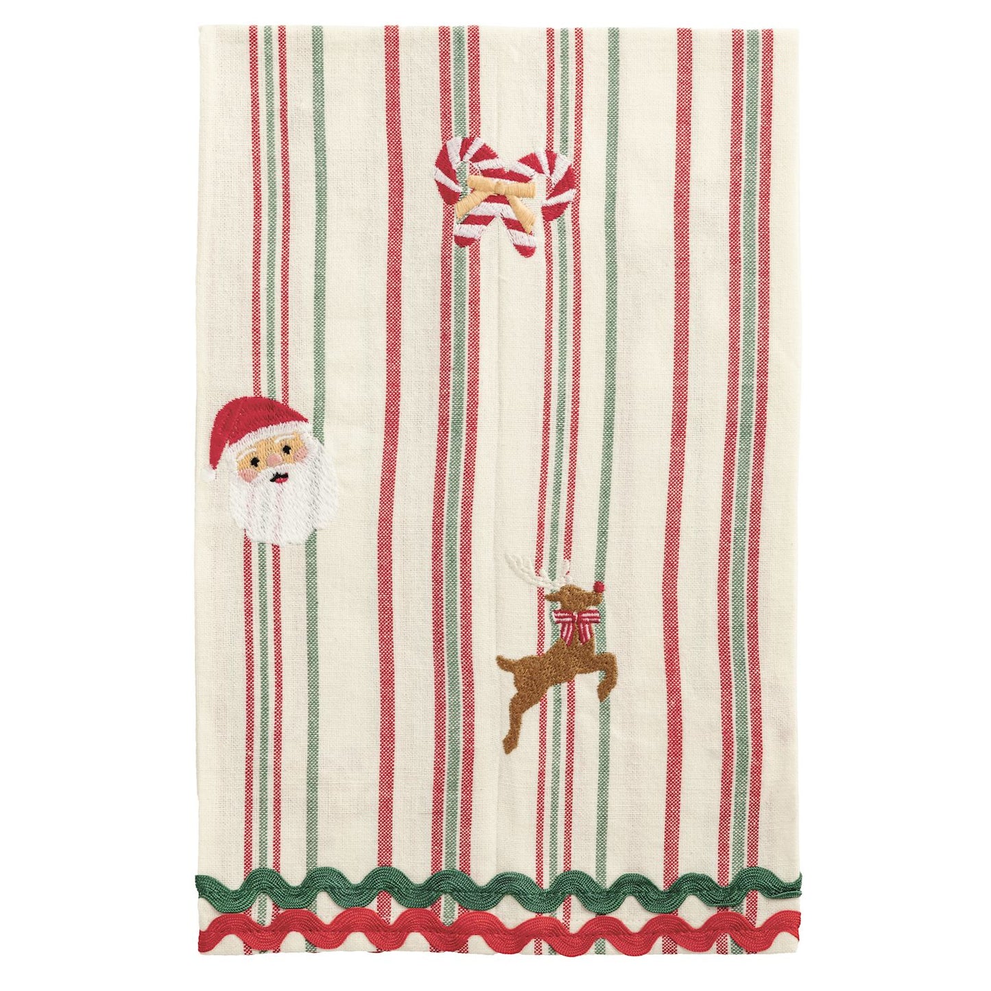 Santa Embroidered Tea Towel