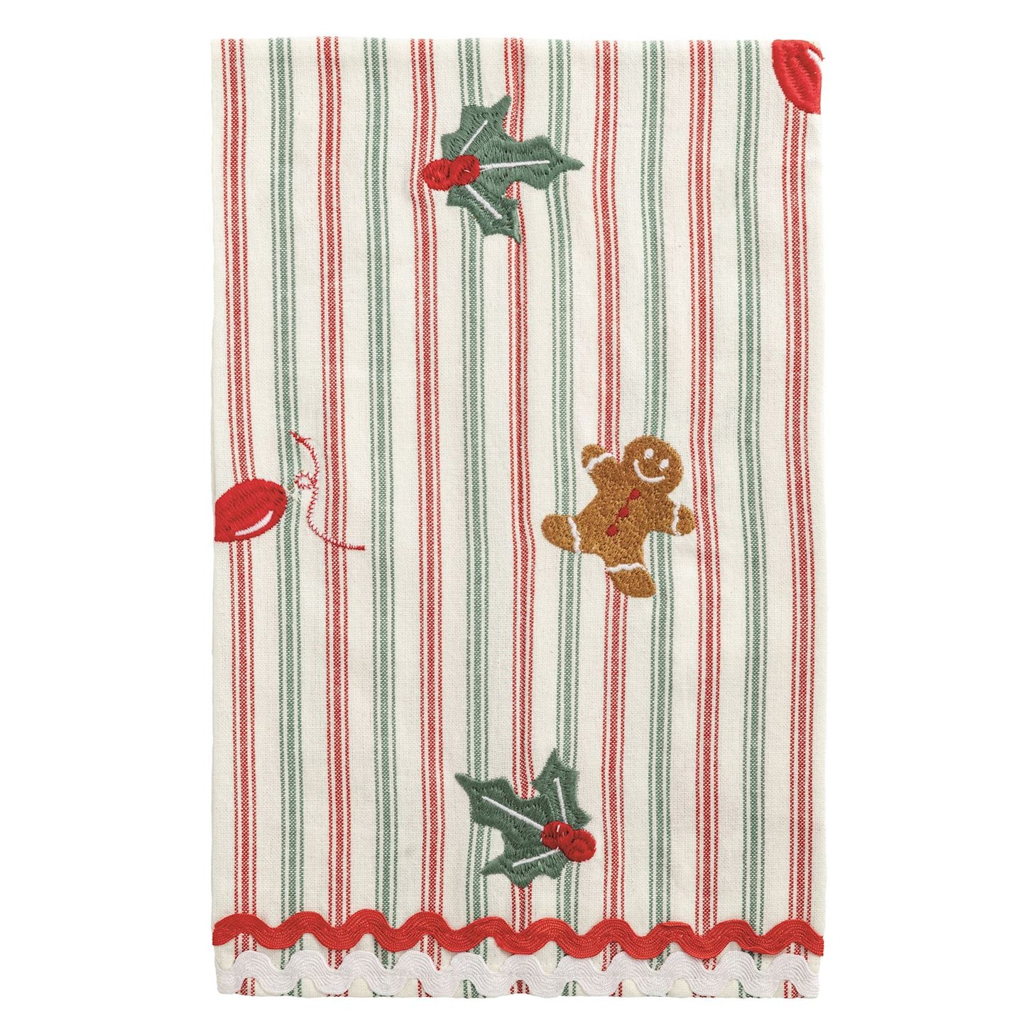 Gingerbread Embroidered Tea Towel