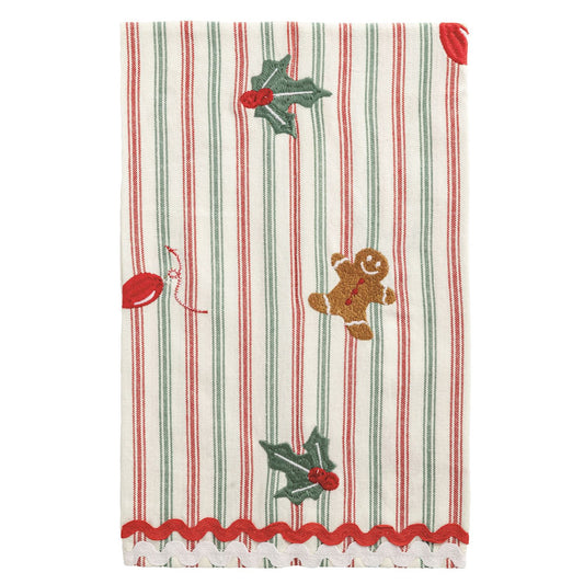Gingerbread Embroidered Tea Towel