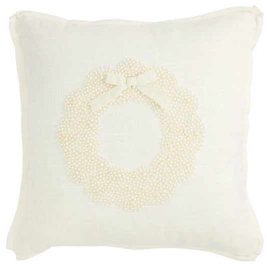 Wreath White Christmas Pearl Pillow