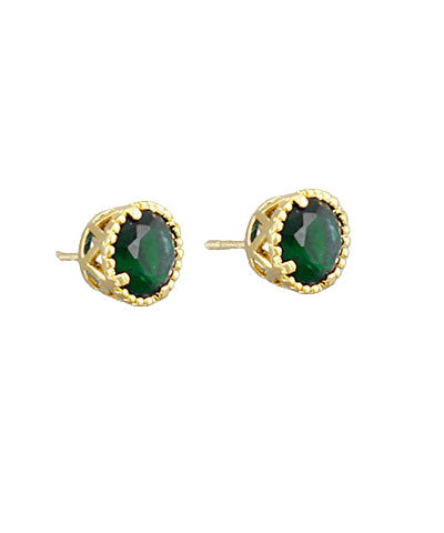 Mia Stud Earrings, Dark Green
