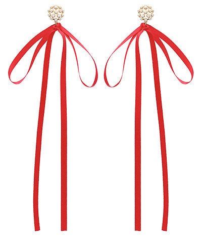 Red Ribbon Bow Earrings