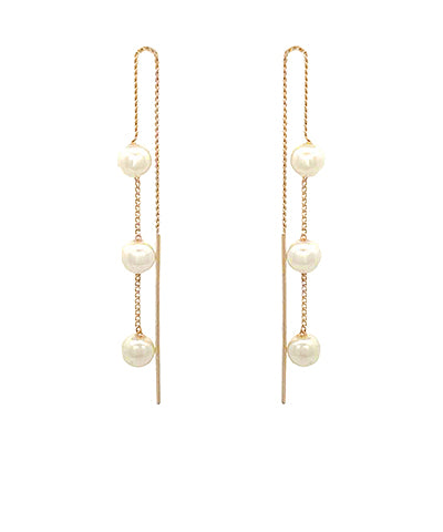 Threaded Triple Pearl Earrings