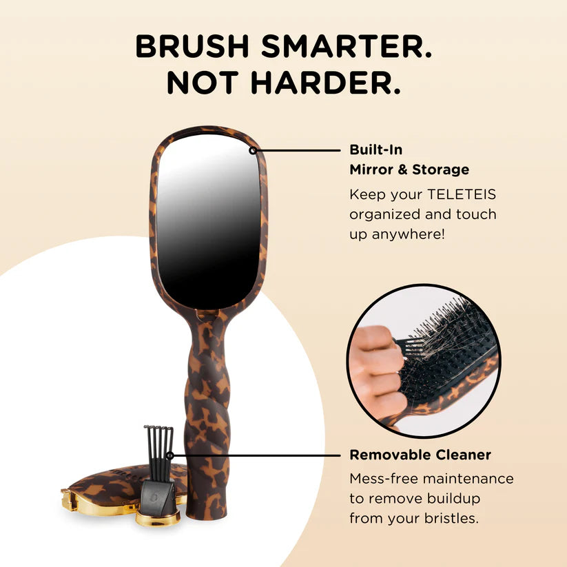 Teleties Boar Bristle Hair Brush, Tortoise