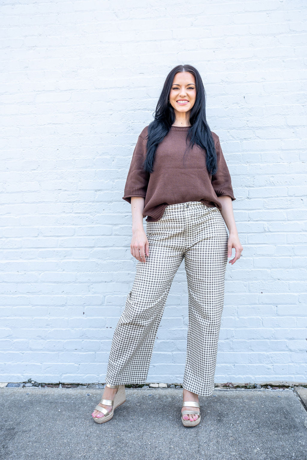 SUSANNA GINGHAM BARREL PANTS