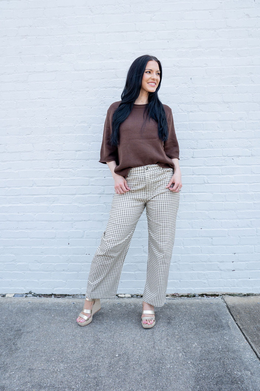 SUSANNA GINGHAM BARREL PANTS