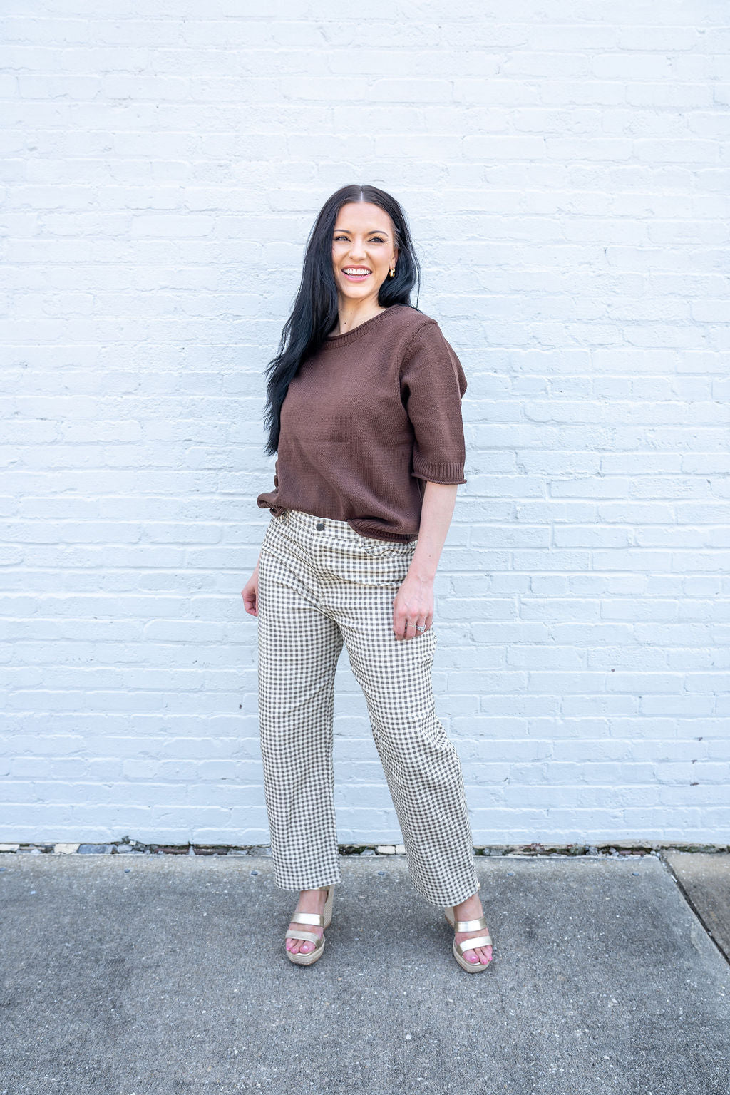 SUSANNA GINGHAM BARREL PANTS