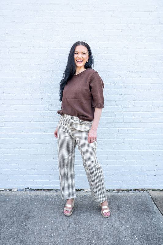 SUSANNA GINGHAM BARREL PANTS