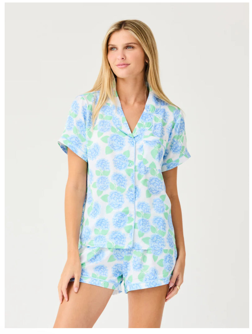 Charlotte Satin Shorts Set, Summerfair Blue