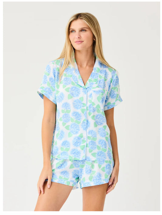 Charlotte Satin Shorts Set, Summerfair Blue