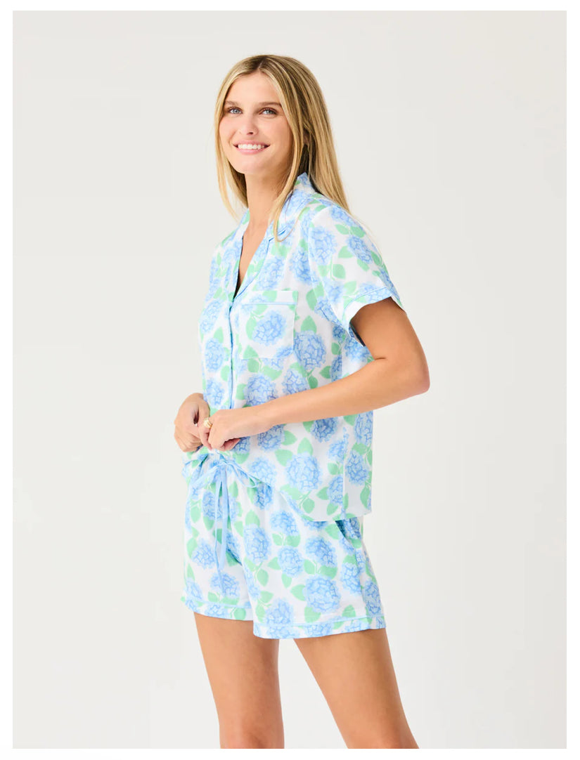 Charlotte Satin Shorts Set, Summerfair Blue