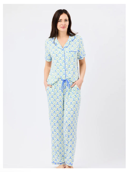 Charlotte Pants Set | Sweetbriar Lattice Blue