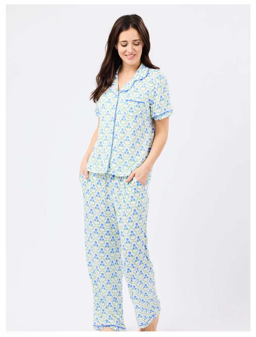 Charlotte Pants Set | Sweetbriar Lattice Blue
