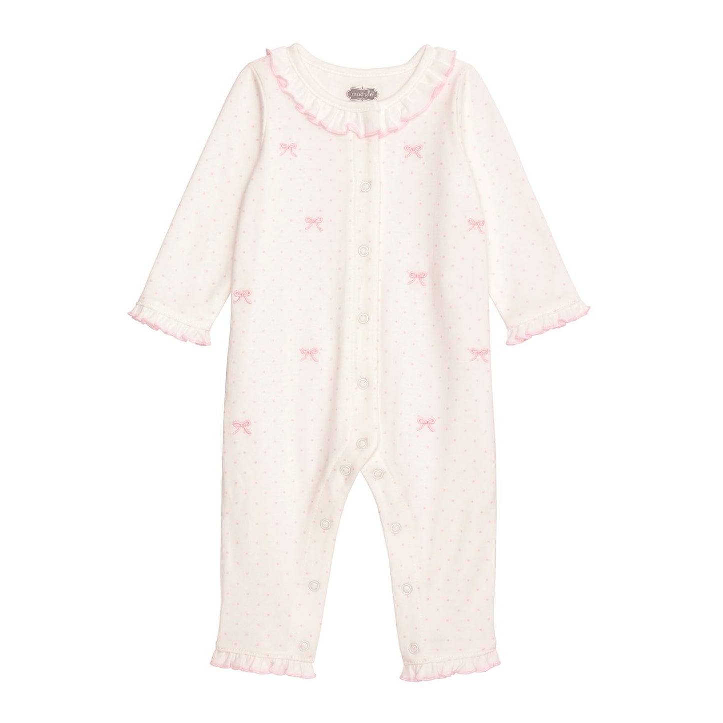 Mud Pie | Embroidered Bow Ruffle Romper