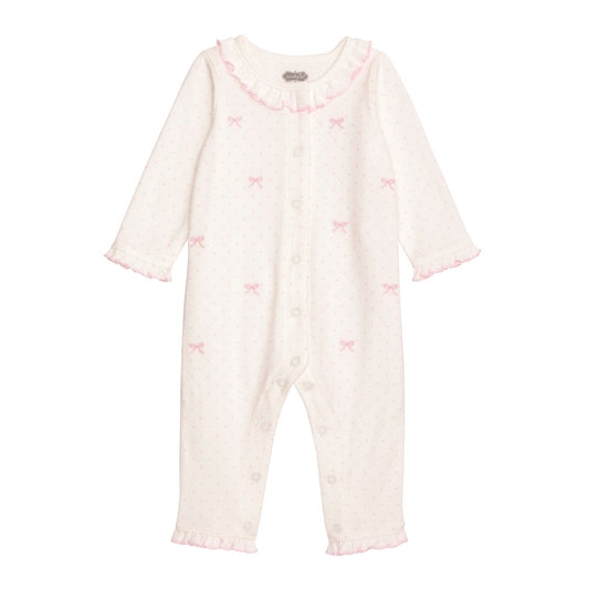 Mud Pie | Embroidered Bow Ruffle Romper