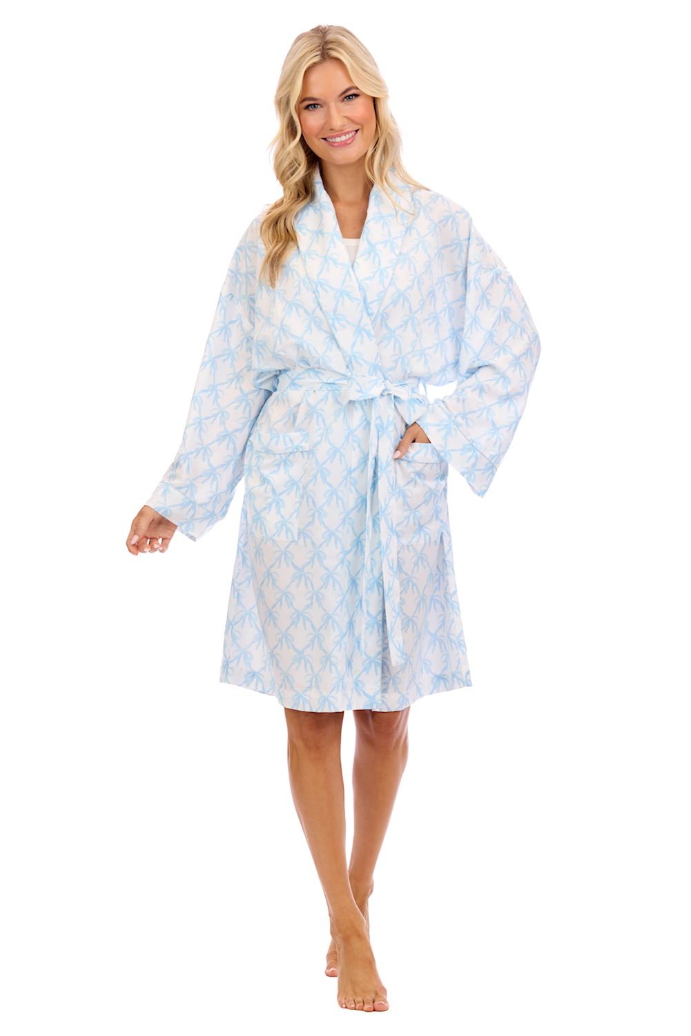Bow Trellis Robe, Blue