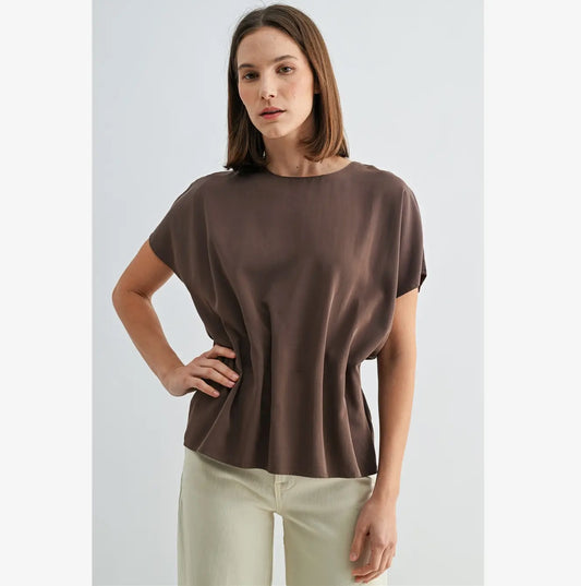 Piper Pintuck Blouse, Brown