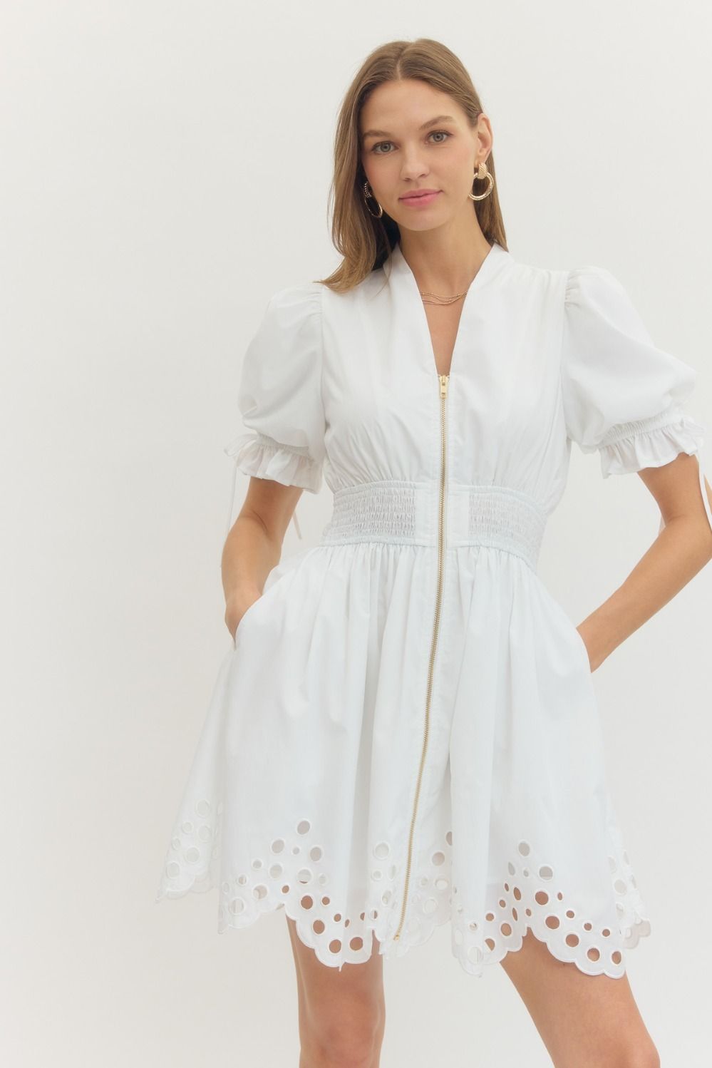 White Magnolia Zip Dress