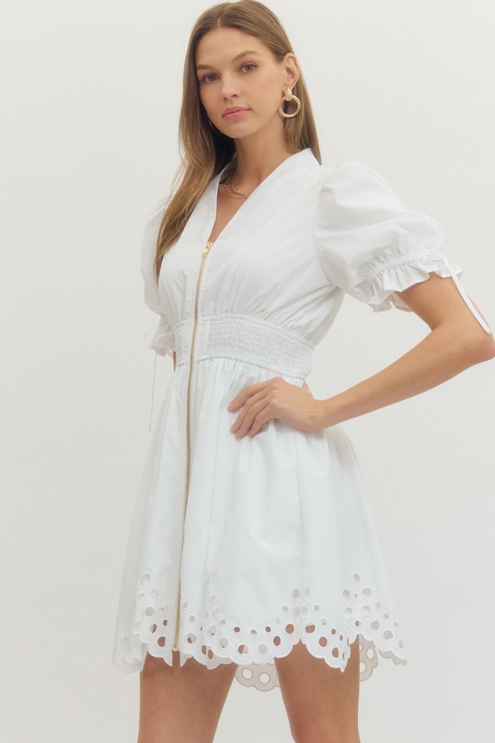 White Magnolia Zip Dress