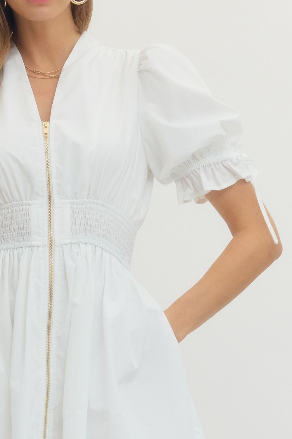 White Magnolia Zip Dress