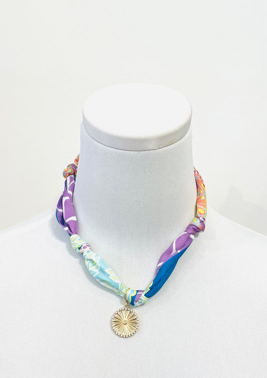 Marbella Scarf Necklace, Coin Charm