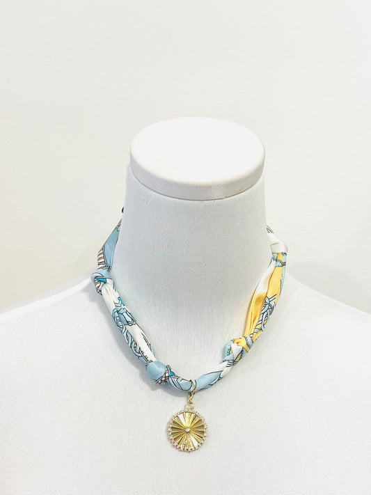 Capri Scarf Necklace, Coin Charm