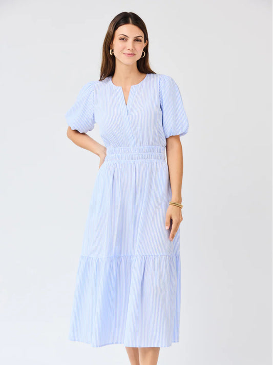 Tracey Dress, Blue and White Seersucker
