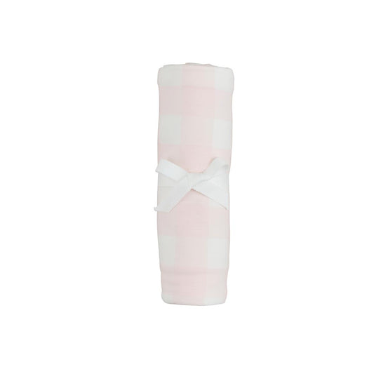 Pink Gingham Soft Knit Swaddle