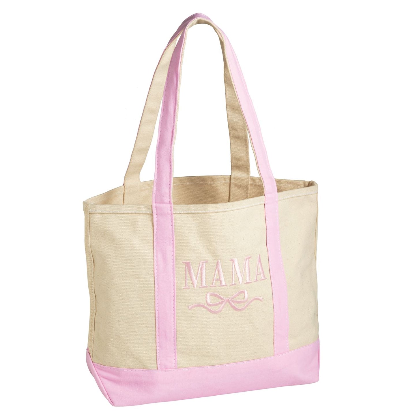 Embroidered Mama Canvas Tote, Pink