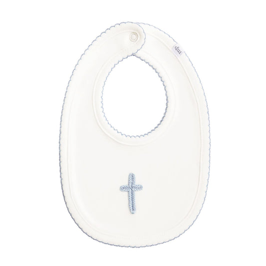 Crochet Cross Bib, Blue