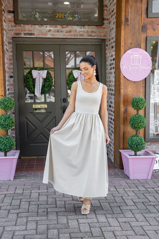 Feels Like A Good Day Khaki Midi Dress