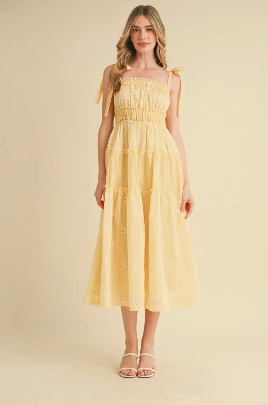 Radiating Joy Eyelet Midi Dress