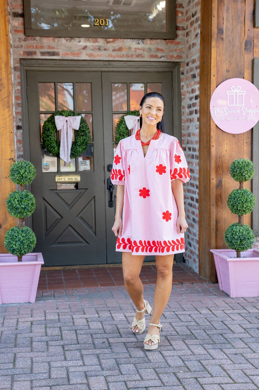 Flower Embroidery Mini Dress