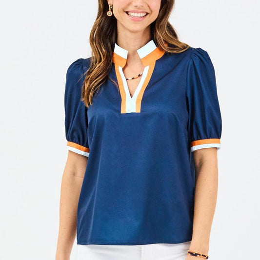 Tricia Top, Navy and Orange