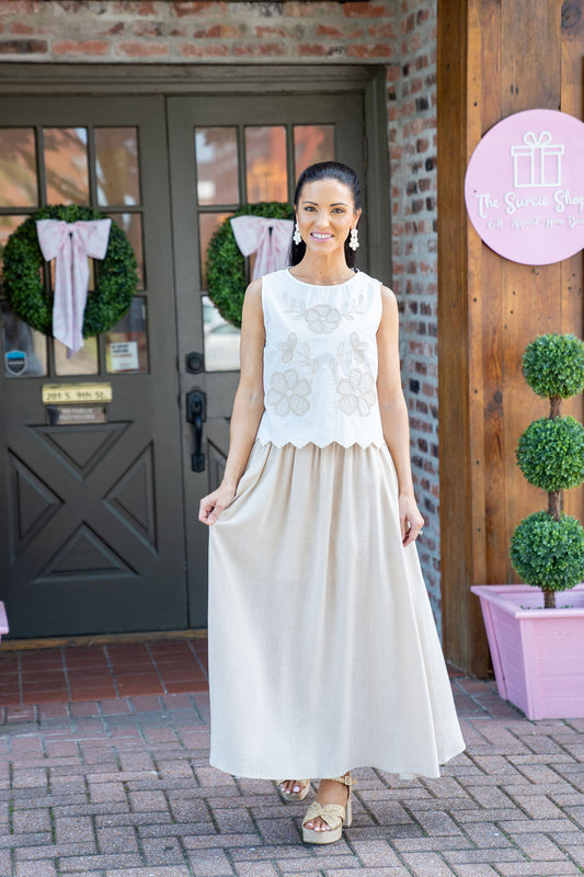 Onto Better Things Embroidered Linen Dress