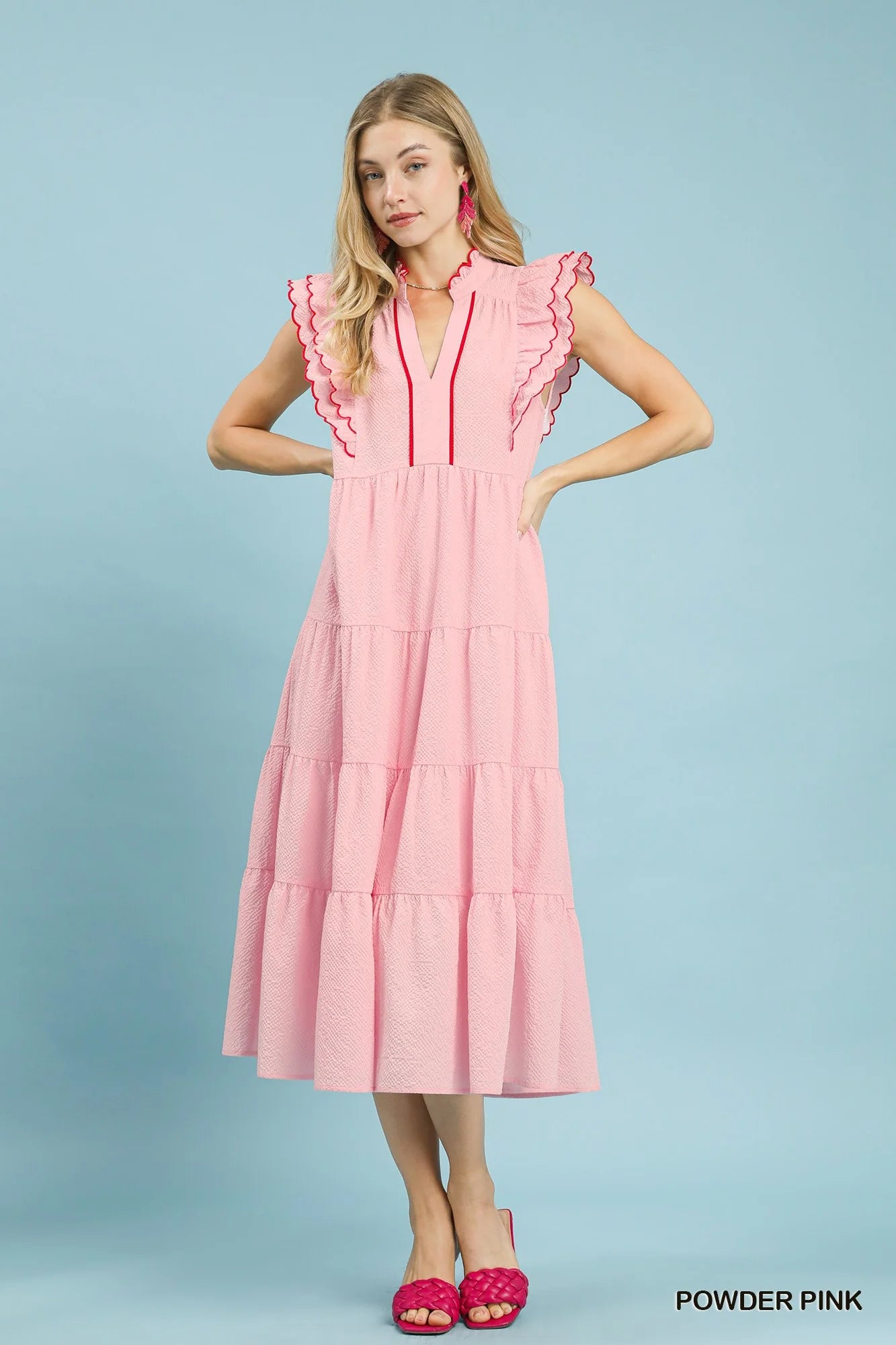 Azalea Trail Seersucker Midi Dress, Pink