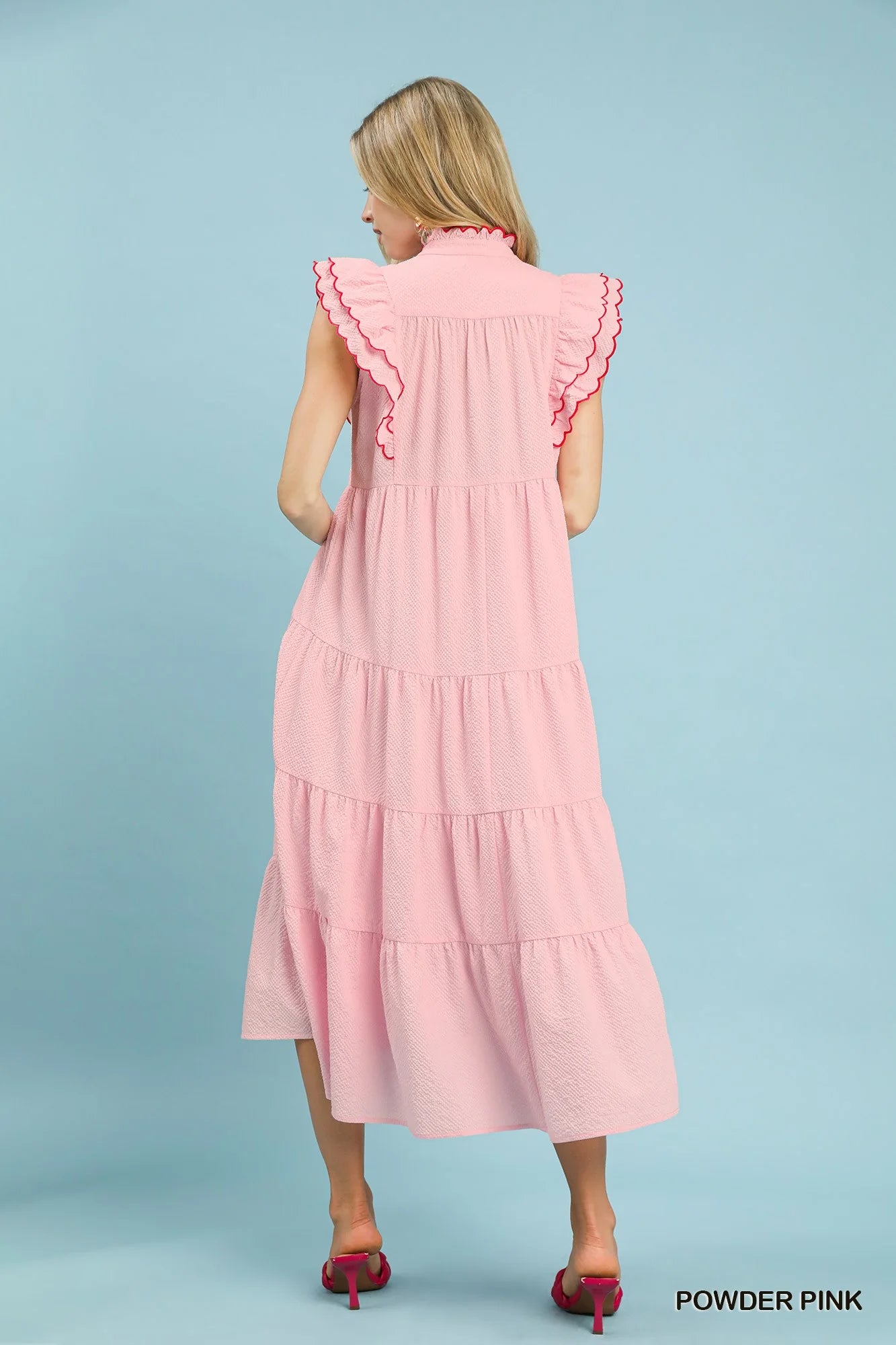 Azalea Trail Seersucker Midi Dress, Pink