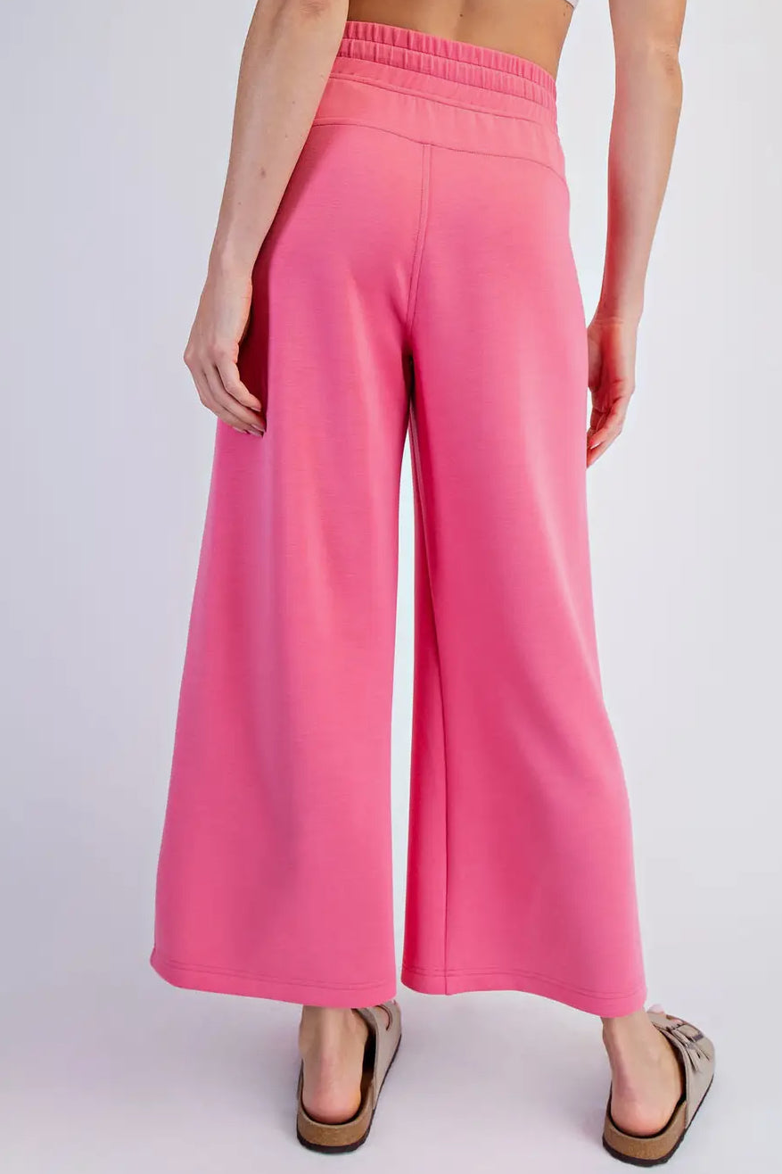 Molly Modal Scuba Cropped Wide Leg Pant, Brink Pink
