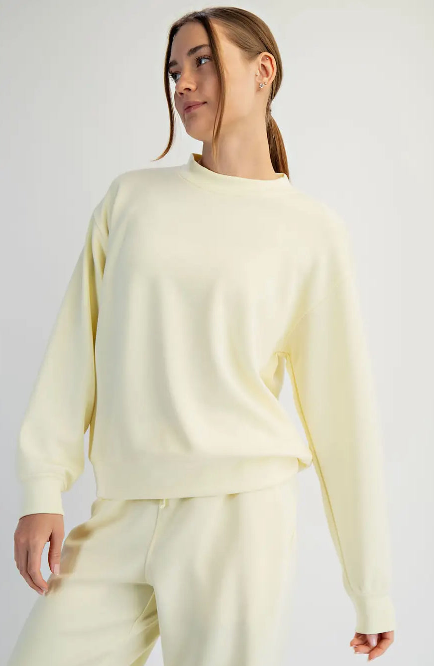 Noa Modal Scuba Mock Neck Pullover, Lemon