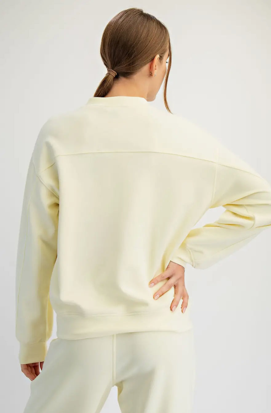 Noa Modal Scuba Mock Neck Pullover, Lemon