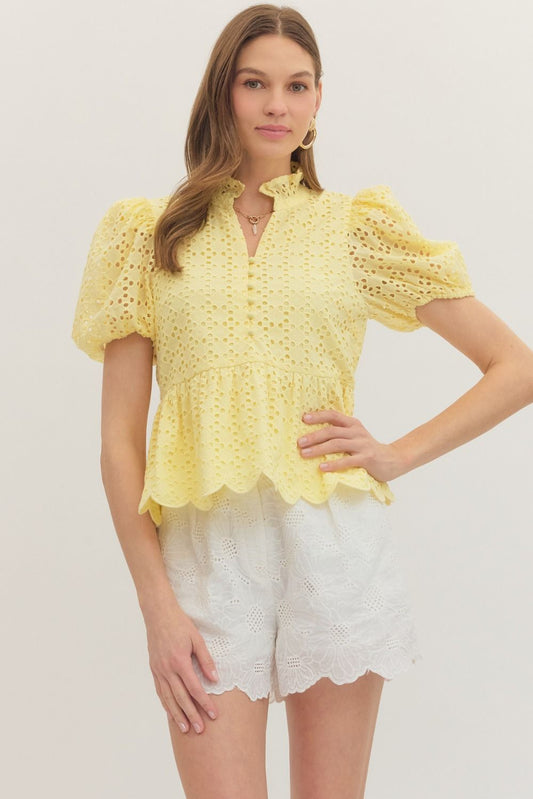 Sunny Days Eyelet Scallop Top