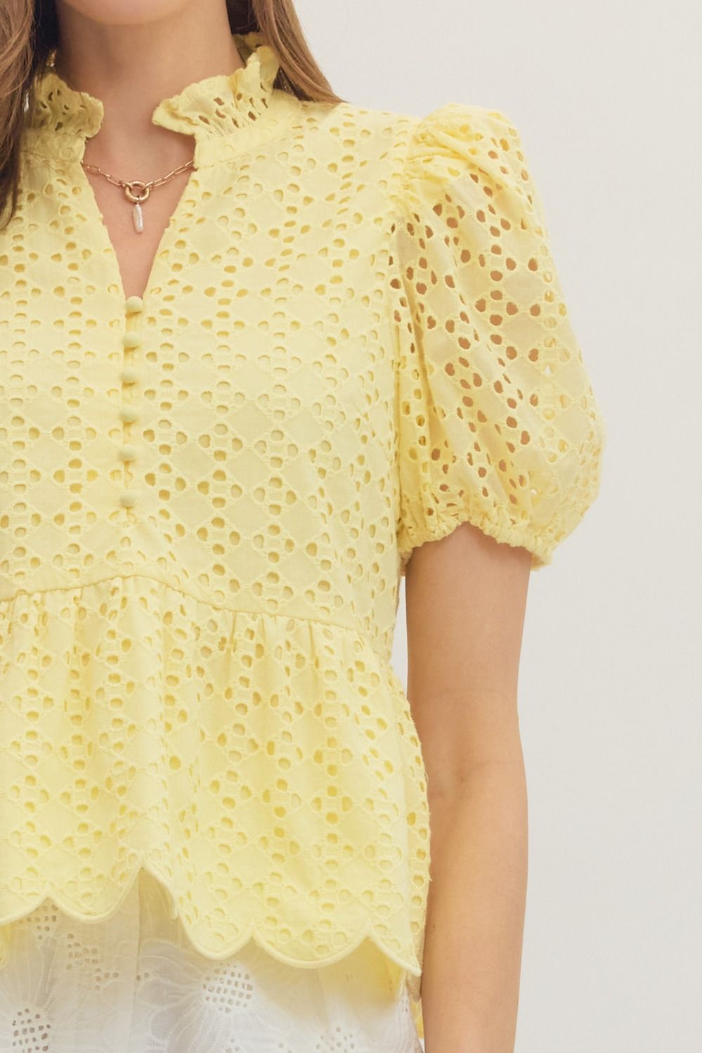 Sunny Days Eyelet Scallop Top