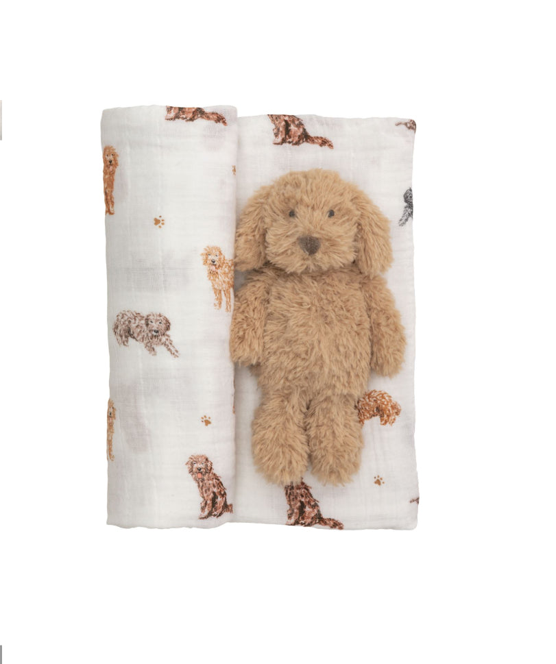 Doodle Swaddle & Rattle Set