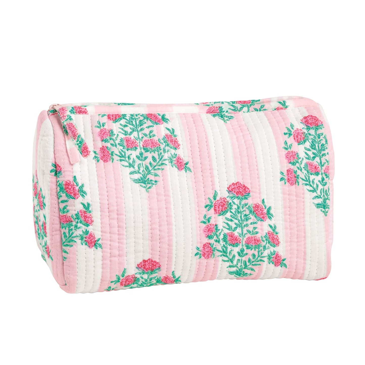 Dahlia Pink Block Print Cosmetic Bag